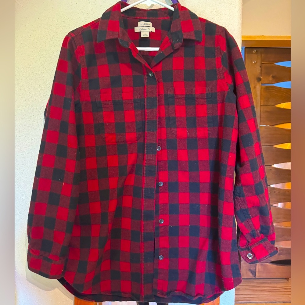 L.L. Bean Red and Black Plaid button down.